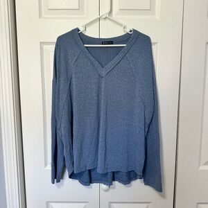 Very J Lightweight Blue V-Neck Sweatshirt